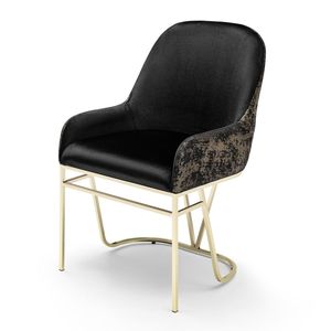 Chaise de salle à manger Bugatti de luxe moderne en velours capitonné avec pieds en métal, fabriquée en Turquie pour la maison et l'hôtel - Product Image 1