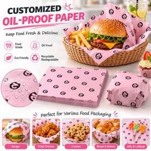FDA Approved Food Grade Greaseproof <b>Paper</b>; Custom Printed Sandwich Wrap; Eco Friendly Burger Packaging Tissue for Fried Food - Product Image 1