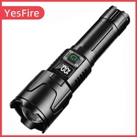 Lampe torche électrique rechargeable puissante à LED, lumière laser blanche super brillante, 1000+ lumens, longue portée (plus de 1000 m), étanche IP65