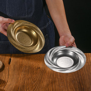 Stainless Steel Round Deep Plates Solid Color For Hotel Meals Coffee Tea Serving YX996 - Product Image 2