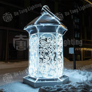 Luz decorativa con motivo de linterna navideña y de Ramadán en 3D con clasificación de impermeabilidad IP65 para paisajismo exterior y decoración festiva. - Product Image 3
