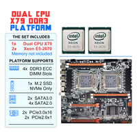 NOUVEAU Kit de carte mère serveur double socket X79 avec 2 processeurs Intel Xeon E5 2670, RAM ECC, carte mère double CPU X79