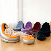 Fauteuil de relaxation gonflable moderne, pliable, portable, imperméable, en PVC écologique et polyester, pour extérieur, avec rangement, pour une personne