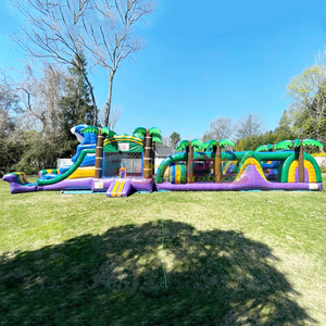 Outdoor commercial bouncy castle with <b>slide</b> parcours d'obstacles gonflable giant inflatable obstacle course - Product Image 4