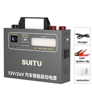 Draagbare Multifunctionele 35000Mah Batterij Auto Jump Starter 12V 24V Ac 220V Output 200W Noodstopvoeding