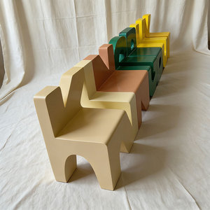 GRC Custom Irregular Stone Chair Single alphabet chair Shaped <b>Seat</b> for Outdoor Park Mall Public Space Decorative Leisure Stool - Product Image 4