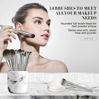 Ensemble de pinceaux de maquillage vegan de haute qualité, à poils doux, résistants à l'usure, avec manche ergonomique, nouveau, 14 pièces, portable