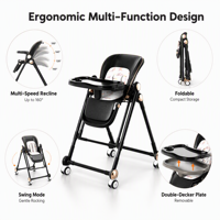 Chaise haute pliable multifonctionnelle portable pour bébé, chaise berçante pliable pour la maison, pour les repas, pour bébés de 0 à 12 mois