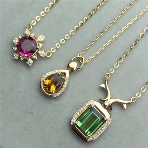 SGARIT เครื่องประดับอัญมณีชั้นดี จี้ทองคำขาว 14k/18k แบบสั่งทำพิเศษ ประดับด้วยทัวร์มาลีนธรรมชาติ สร้อยคอจี้สำหรับผู้หญิง - Product Image 2