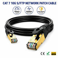 Cable de Conexión Ethernet Cat7 SFTP de 10 Gbps, Cobre Libre de Oxígeno, con Conector RJ45 Dorado para Centro de Datos de Alta Velocidad, Venta al Por Mayor