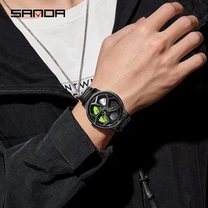 Orologio da Polso Sanda <span class=keywords><strong>1087</strong></span> con Movimento al Quarzo, Luminoso, Design Sportivo a Ruota d'Auto, Impermeabile, Elegante, Regalo di Lusso per Uomo d'Affari - Product Image 2