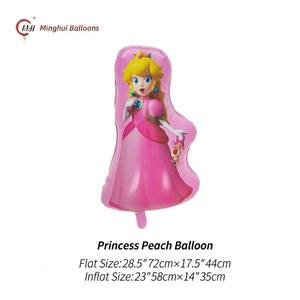 Ballon en feuille de Mylar à l'effigie de la Princesse Peach, thème <span class=keywords><strong>Super</strong></span> <span class=keywords><strong>Mario</strong></span>, décoration de fête d'anniversaire pour filles - Product Image 3