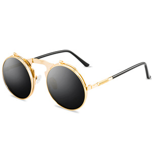 Luxury Gold Metal Sunglasses UV400 Unisex <b>Steampunk</b> <b>Glasses</b> for Travel Women or Men - Product Image 1