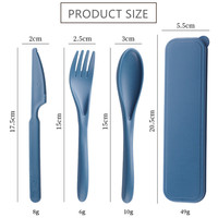 Ensemble de couverts en paille de blé écologique, couteau, cuillère, fourchette, couverts réutilisables en plastique pour enfants, voyage, camping, pique-nique