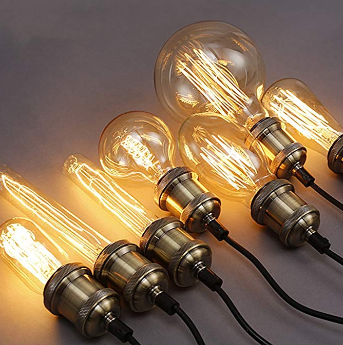 Ampoule rétro Edison, lumière incandescente, lampe à filaments pour la décoration intérieure, 220V, 40W, types E27, A19, A60, ST64, T10, T45, T185, G80 et G95