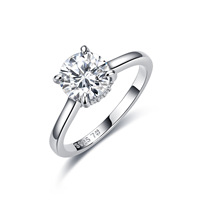 Bague en Moissanite 6A+ VVS1 Couleur D Argent Sterling 925 Ronde 1ct 6.5mm Halo 4 Griffes Cadeau Femme