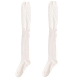 여성용 100% 순면 오버 니삭스, 미끄럼 방지 통기성 항균 허벅지까지 오는 무릎 보호대, 봄 가을 겨울용 - Product Image 4