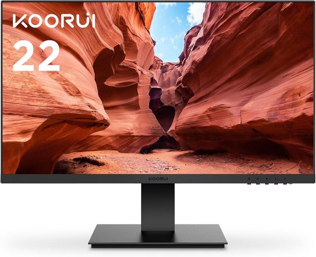 KOORUI Cheap Price 22 Inch Black Computer Monitor FHD 1080P 75Hz PC Screen VA Panel VESA 75X75mm