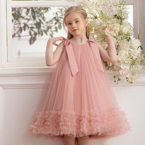 Robe de princesse en tulle sans manches pour filles, élégante et douce, pour anniversaire, banquet, récital de piano, spectacle sur scène, ensemble de costumes - Product Image 1