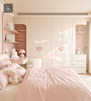 XINGRUO Meubles de chambre d'enfant modernes sur mesure, armoire rose, bureau d'étude, rangement, appartement, hôtel, projet de villa