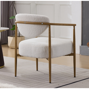 White Teddy Velvet Chair With <b>Foam</b> Cushion Living Room Bedroom Chair - Product Image 5