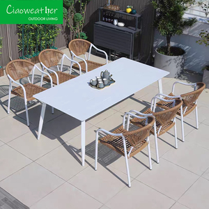Modern PE Rattan Set Garden Patio Restaurant Dining <b>Tables</b> and Chairs Outdoor Coffee Shop <b>Aluminum</b> Dining Set Modern PE R - Product Image 3
