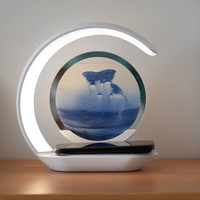 Nouvelle Lampe de Chevet LED à Peinture de Sable Mouvant, Rechargeable Sans Fil USB, Lampe de Bureau 3D en Forme d'Horloge Sable, Ornement Parfait pour une Ambiance Chevet