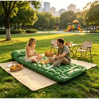 Matelas de camping gonflable portable avec oreiller, gonflage rapide par pédale, tissu TPU épaissi résistant à l'usure