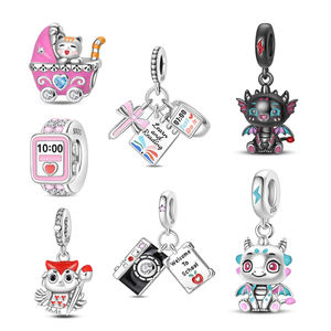 Nuevo Dije Original de Plata de Ley S925 con Diseño de Dragón, Cámara, Reloj y Búho, para Pulsera DIY, Regalo de Joyería para Mujer - Product Image 1