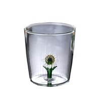 MSH 12oz 3D Flower Design Tasse à boisson en verre pour restaurant