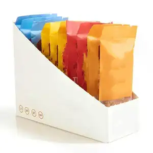 Logotipo personalizado Pre rollo de papel de cartón plegable PDQ Contador Caja de embalaje de exhibición al por menor con línea de rasgado para chocolate