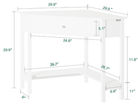 Petit bureau d'angle en bois Design triangulaire avec tiroir et étagère d'échelle Bureau à domicile