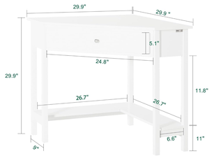 Wooden Small Corner <strong>Desk</strong> Triangle Design with Drawer and <strong>Ladder</strong> <strong>Shelf</strong> Home Office Writing <strong>Desk</strong> - Product Image 2