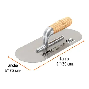 BOX 3 Spatola a bordi arrotondati 12' x 5' con manico in legno, TRUPER - Product Image 2