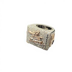 Moissanite Tester <b>Ring</b> 925 Silver Yellow Gold Plated Luxury Prong Setting - Product Image 1