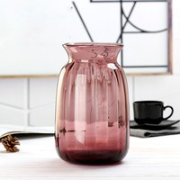 Vase en verre coloré minimaliste, design à rayures verticales épaisses, vase à fleurs pour table, décoration de salon
