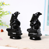 Nueva Llegada: Artesanía de Animales Tallados a Mano en Cristal Natural, Cuervo de Obsidiana Negra Tallado en Forma de Libro para Sanación