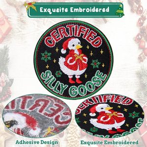 Certified Silly Goose Christmas Iron On <b>Patch</b> Round Embroidered Animal Meme <b>Morale</b> <b>Patch</b> Xmas Decoration Gift - Product Image 2