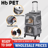 Sac de transport pour chat à roulettes HB PET Manufacturer OEM, pour 2 chats, avec trolley détachable et séparateur amovible.
