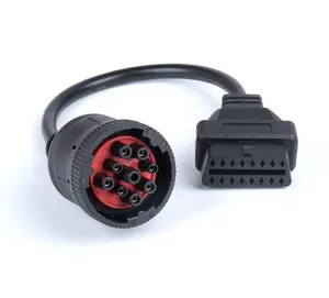 J1939 9 pin to OBDII OBD2 16 PIN Female diagnosctic tool connector J1939 9pin to 16pin Truck Cable