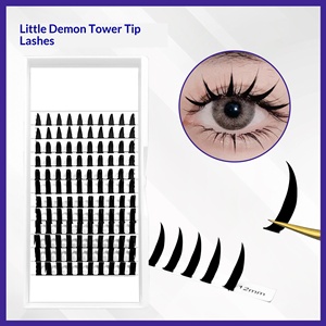 Pestañas postizas de punta Comic Tower hechas a mano, de injerto rápido, sin sellador, ultra suaves, de 0.07MM, en racimo individual, de fibra de algodón negra - Product Image 6