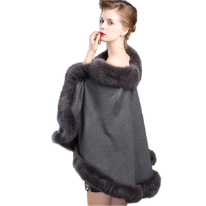Poncho de piel de zorro y Cachemira auténtica 100% para <span class=keywords><strong>mujer</strong></span>, capas de piel cálidas a la moda, novedad - Product Image 5