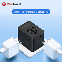 Adaptateur de voyage universel Wontravel 70W GaN à charge rapide avec 3 prises AC pour téléphones mobiles