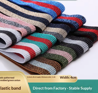 Bande élastique rayée multicolore 4 cm en stock, avec Lurex Or et Argent, Jacquard, pour ceinture et bande élastique en gros-grain Lurex