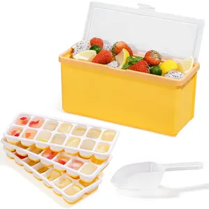 HAIXIN Silicone Ice Cube Tray 3 Layers Of Remove Ice Cube Tray Mold