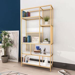 Il Formato su misura di Visualizzazione Libreria Cremagliera di Legno e Metallo Book Shelf <span class=keywords><strong>con</strong></span> Piano In Marmo - Product Image 4