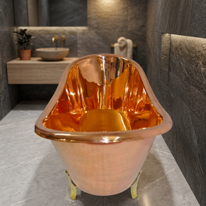 Bañera Ovalada de Cobre Independiente sin Tapa, Bañera Metálica Marrón para Adultos, para Baño en Casa - Product Image 2