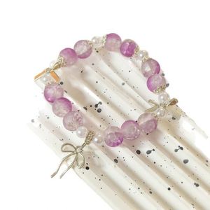 China Platinum Gold/Silver Plated Pink Crystal Bowtie Butterfly Pendant <b>Beaded</b> <b>Bracelet</b> Women Sweet Beads Chain Girlfriend - Product Image 5