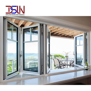 Fenêtre pliante en verre pour balcon, fenêtre pliante en aluminium à double vitrage insonorisée pour usage domestique - Product Image 1