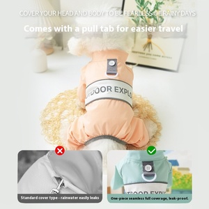 Poncho Impermeabile Ecologico in Poliestere Tutto Incluso per Cani, Cappotto Antipioggia per Animali Domestici di Piccola Taglia, Classico Moderno, Tinta Unita, per Passeggiate Invernali all'Aperto - Product Image 3